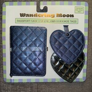 Wandering Moon Blue Passport Case and Luggage Tags